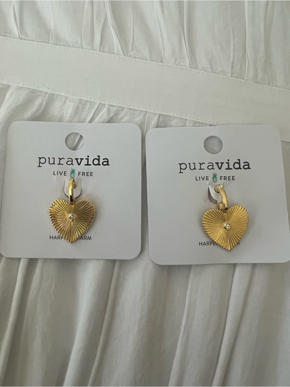 Pura Vida Textured Gold Heart Charms
